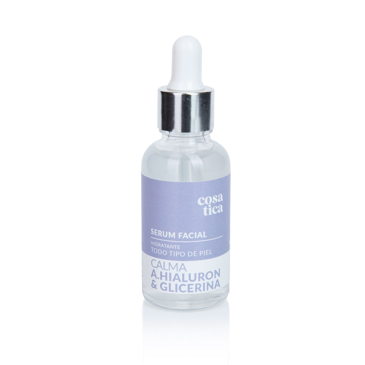 Serum Facial Calma. A base de Ácido Hialurónico y Glicerina. Hidratación profunda para piel seca o sensible.