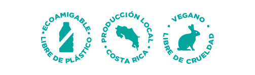 Producto Ecoamigable, Compostable, Vegano, Libre de Crueldad Animal, Libre de Parabenos, Hecho en Costa Rica