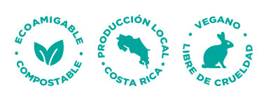 Producto Ecoamigable, Compostable, Vegano, Libre de Crueldad Animal, Hecho en Costa Rica