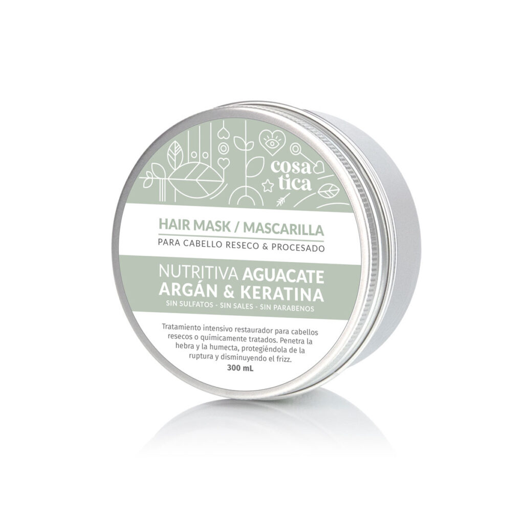 Mascarilla NUTRITIVA para el cabello reseco, teñido o químicamente tratado. Cacao, Aguacate, Coco y Keratina.