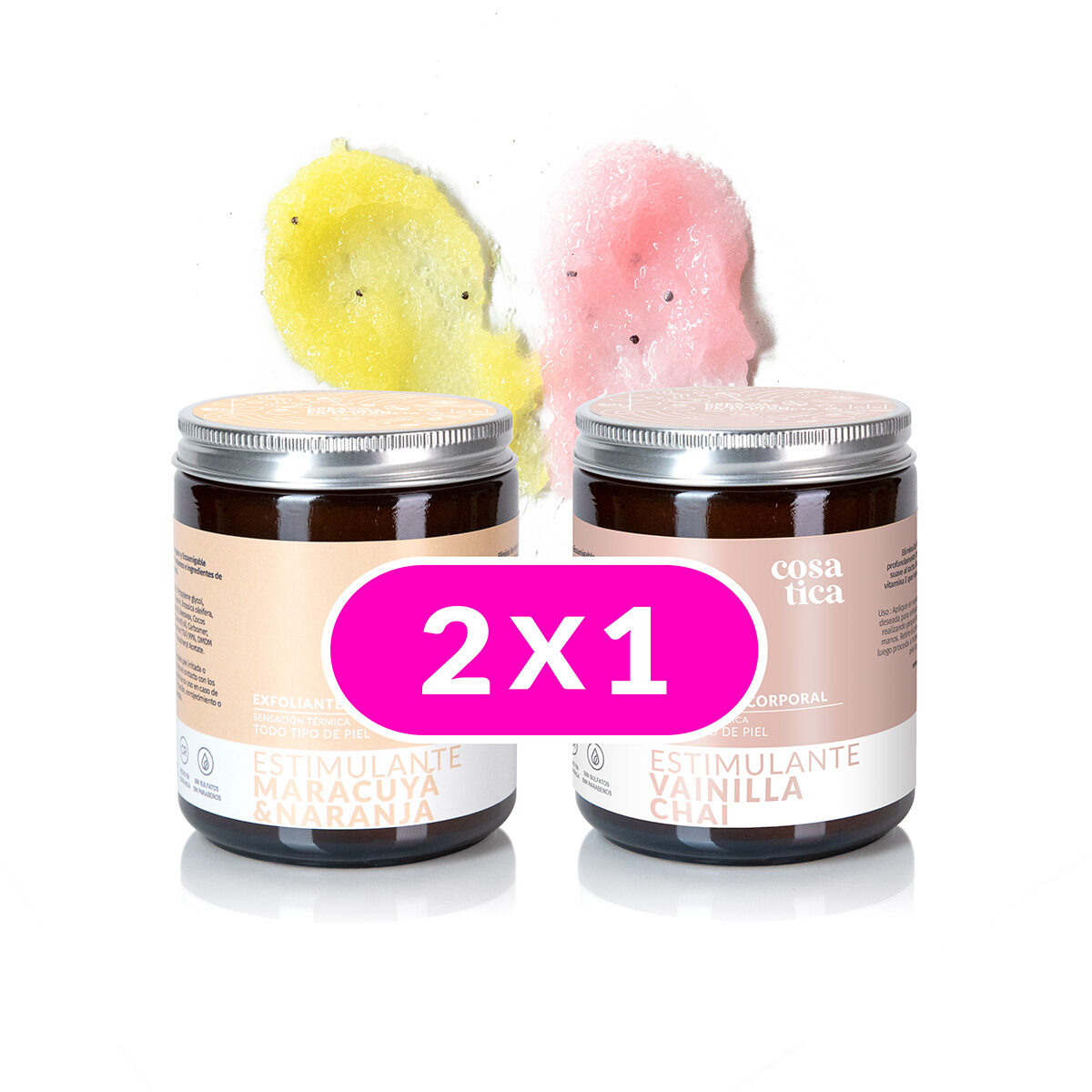 2x1 Exfoliante Corporal. 1 aroma Maracuya y 1 aroma Vainilla