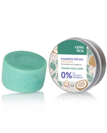 Shampoo Sólido Anticaspa aroma Verbena Coco Limón. Con Octopirox activo anticaspa.