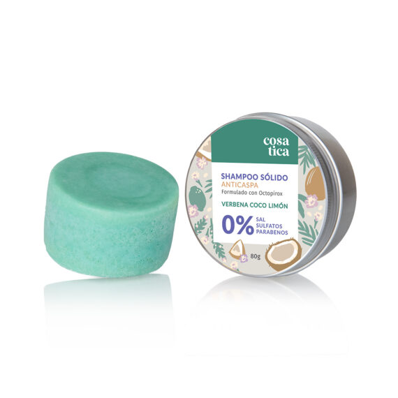 Shampoo Sólido Anticaspa aroma Verbena Coco Limón. Con Octopirox activo anticaspa.