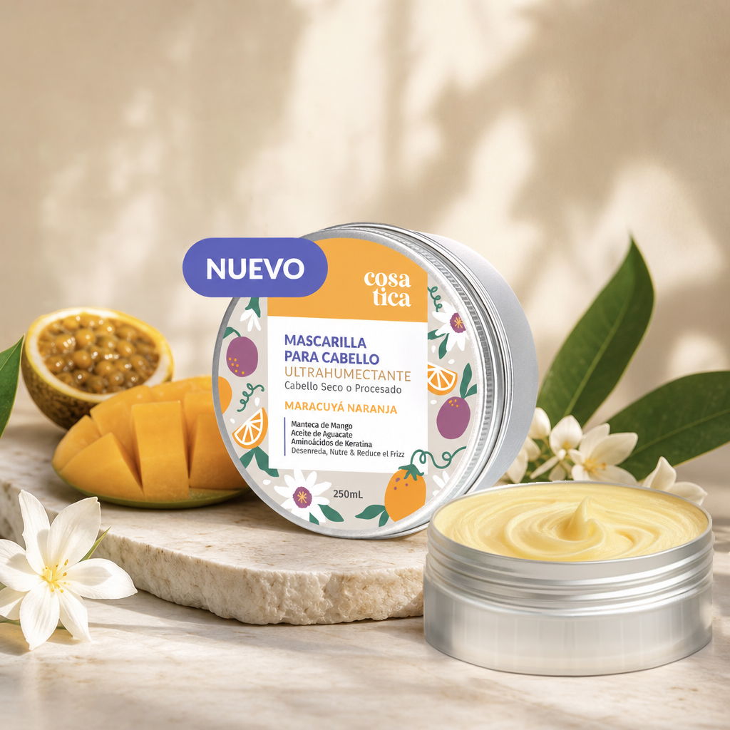 Mascarilla ULTRAHUMECTANTE para el cabello reseco, teñido o químicamente tratado. Manteca de Mango, Aceite de Aguacate y Keratina.