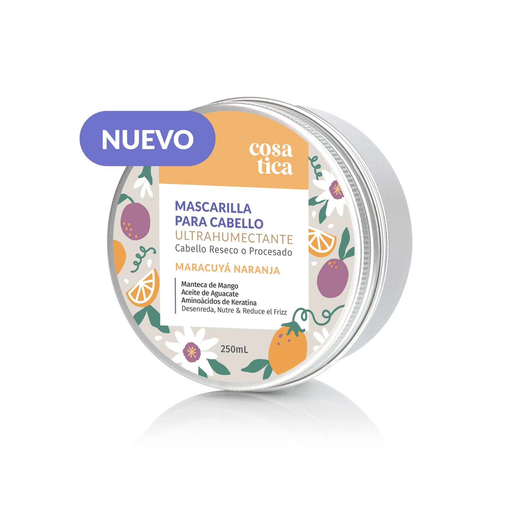 Mascarilla ULTRAHUMECTANTE para el cabello reseco, teñido o químicamente tratado. Manteca de Mango, Aceite de Aguacate y Keratina.